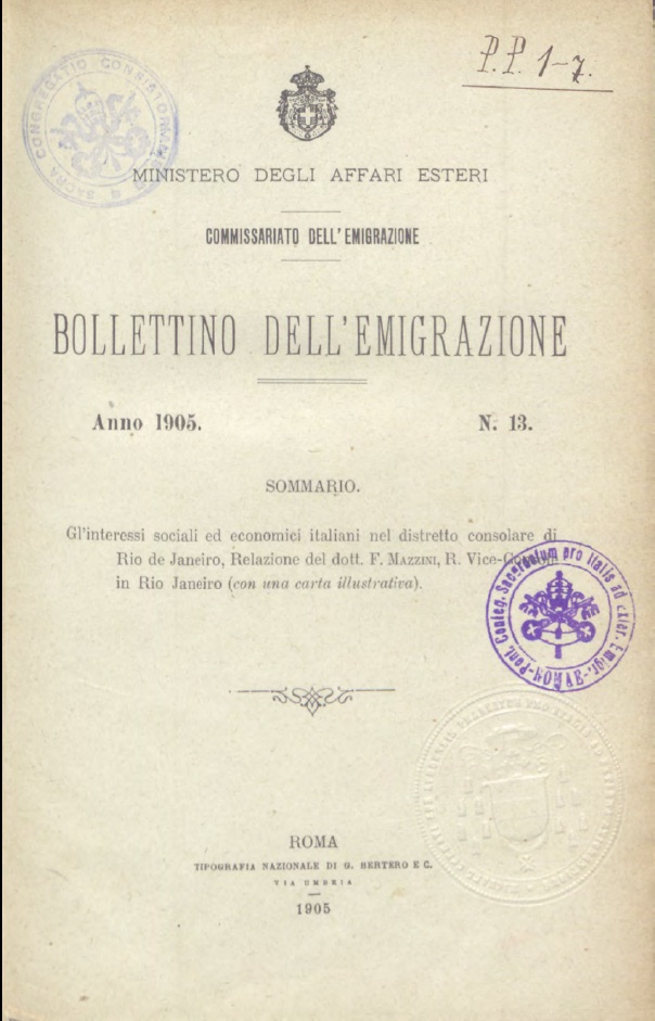 Bollettino Dell'Emigrazione 1905- n. 13