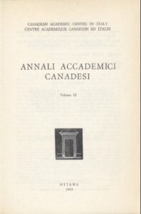 Annali accademici Canadesi - volume 9 - 1993
