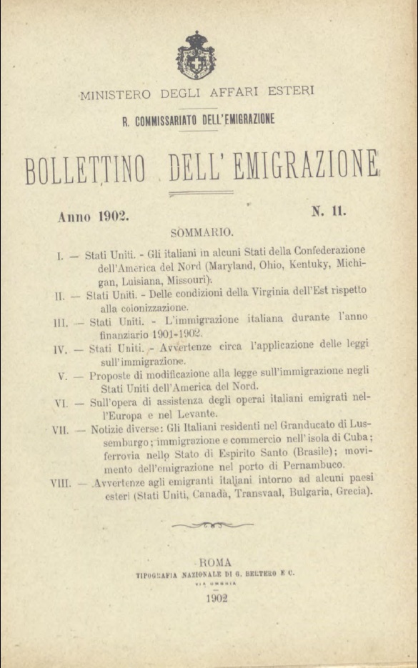 Bollettino Dell'Emigrazione 1902 - n. 11