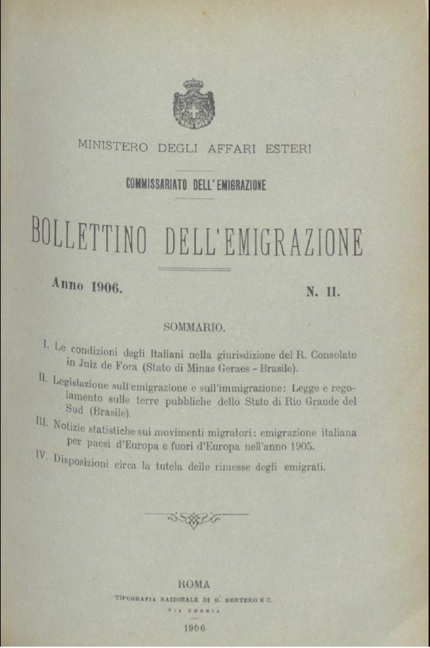 Bollettino Dell'Emigrazione 1906- n. 11