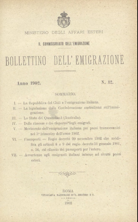 Bollettino Dell'Emigrazione 1902 - n. 12