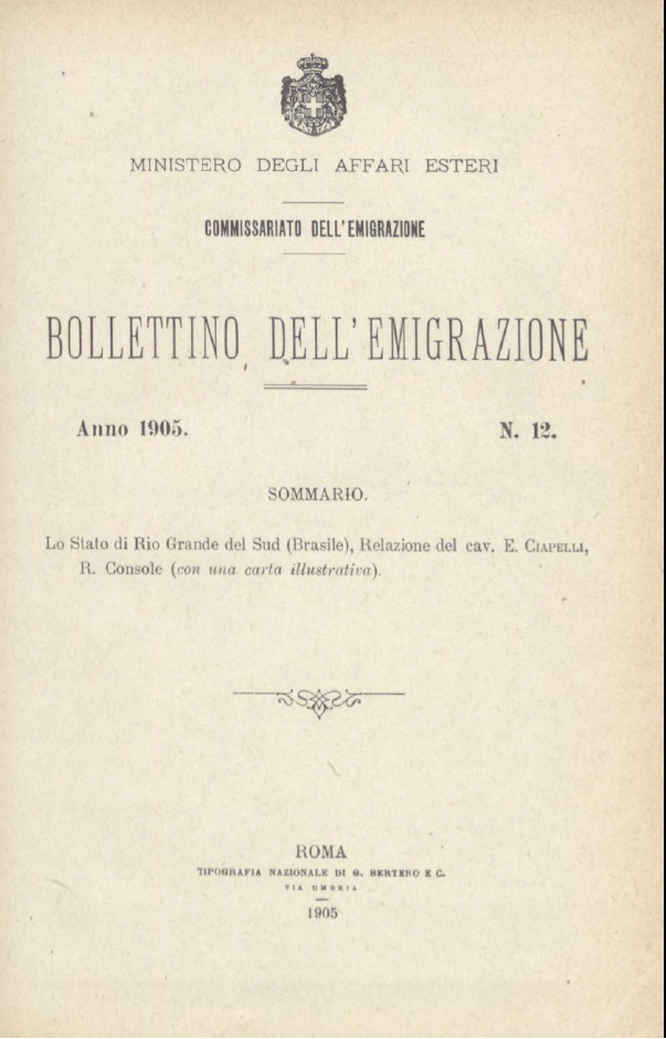 Bollettino Dell'Emigrazione 1905- n. 12