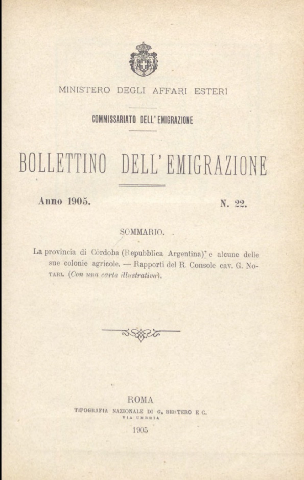 Bollettino Dell'Emigrazione 1905- n. 22