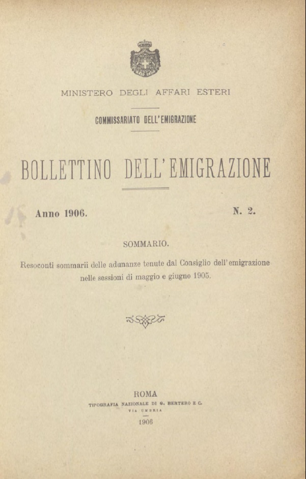 Bollettino Dell'Emigrazione 1906- n. 2