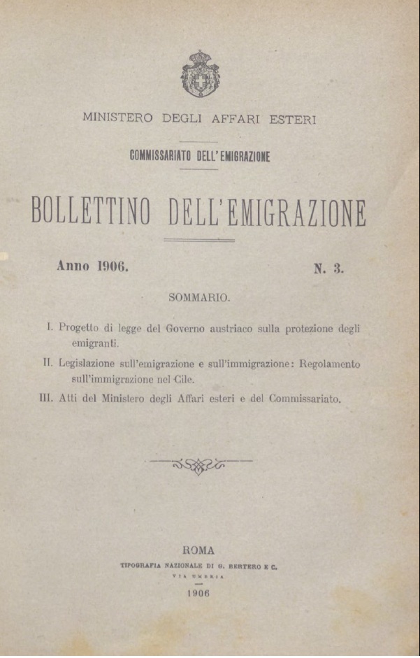 Bollettino Dell'Emigrazione 1906- n. 3
