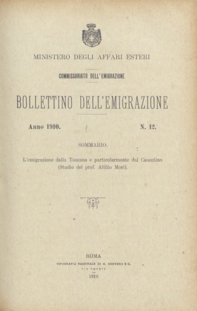 Bollettino Dell'Emigrazione 1910- n. 12
