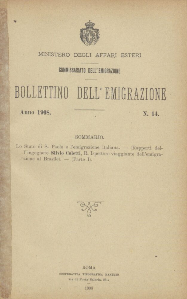 Bollettino Dell'Emigrazione 1908- n. 14