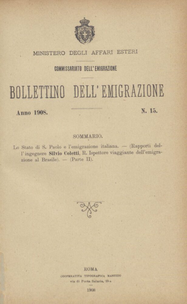 Bollettino Dell'Emigrazione 1908- n. 15