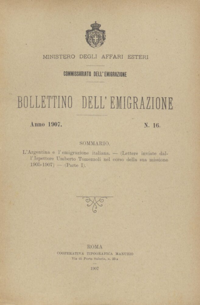 Bollettino Dell'Emigrazione 1907- n. 16