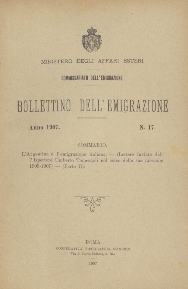 Bolletino Dell'Emigrazione 1907- n. 17