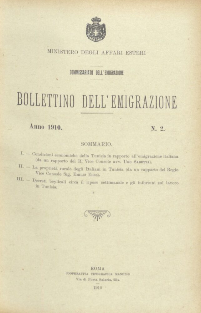 Bollettino Dell'Emigrazione 1910- n. 2