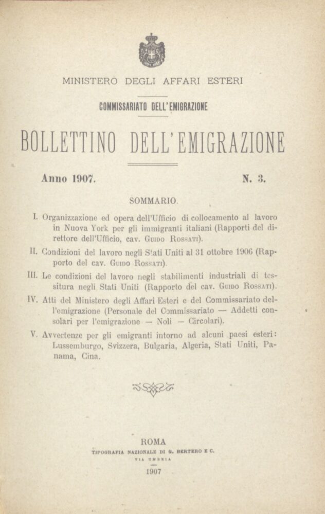 Bollettino Dell'Emigrazione 1907- n. 3