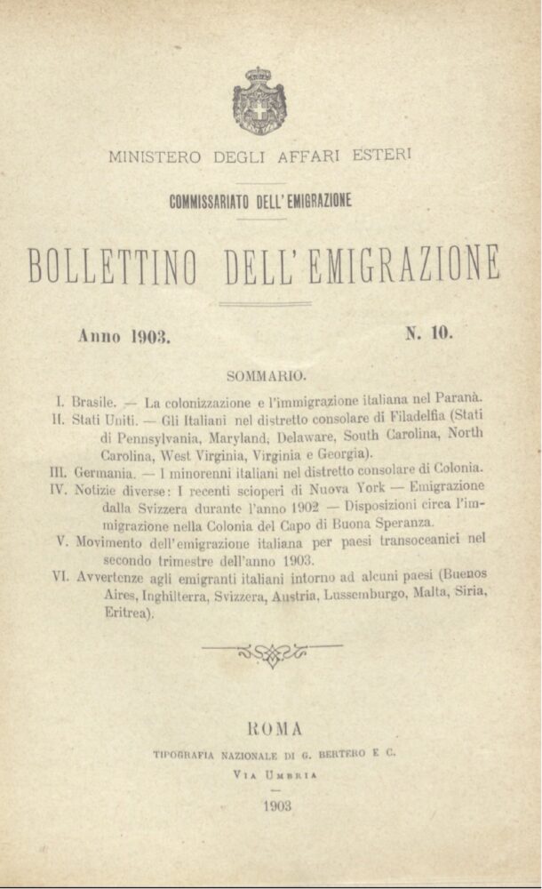 Bollettino Dell'Emigrazione 1903 - n. 10
