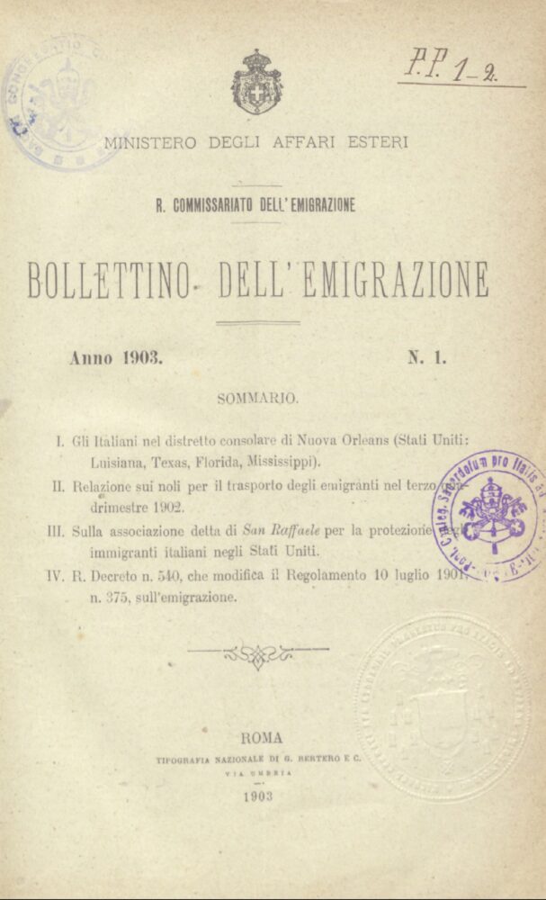 Bollettino Dell'Emigrazione 1903 - n. 1