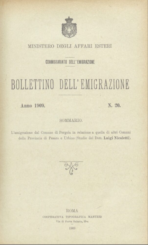 Bollettino Dell'Emigrazione 1909- n. 20-II