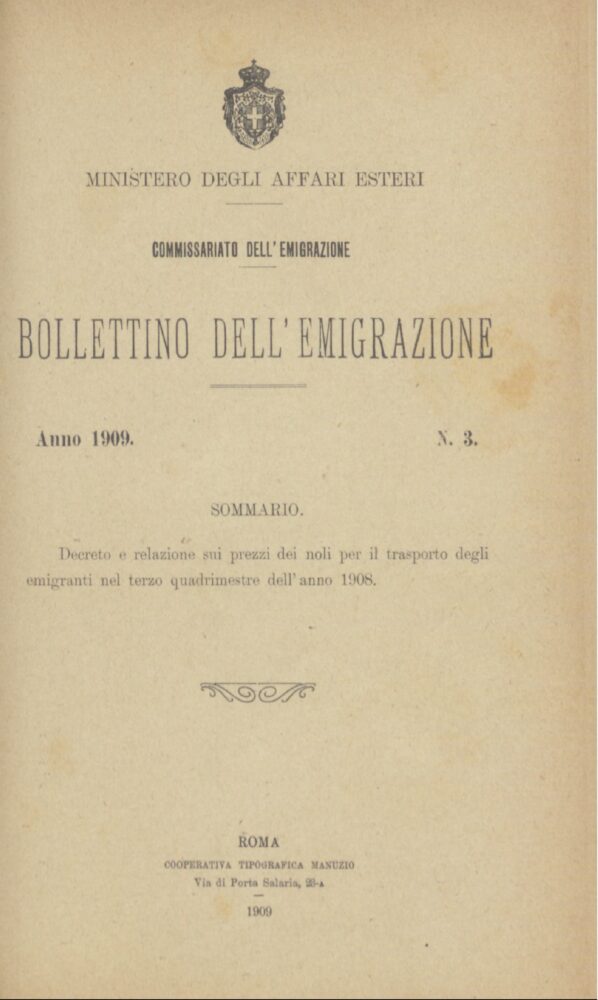Bollettino Dell'Emigrazione 1909- n. 3