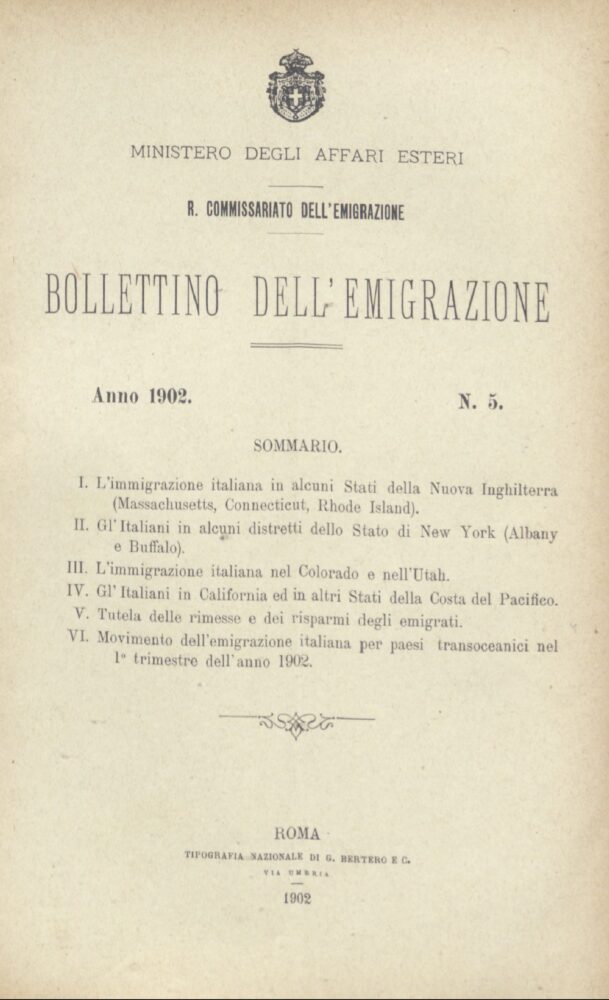 Bollettino Dell'Emigrazione 1902- n. 5