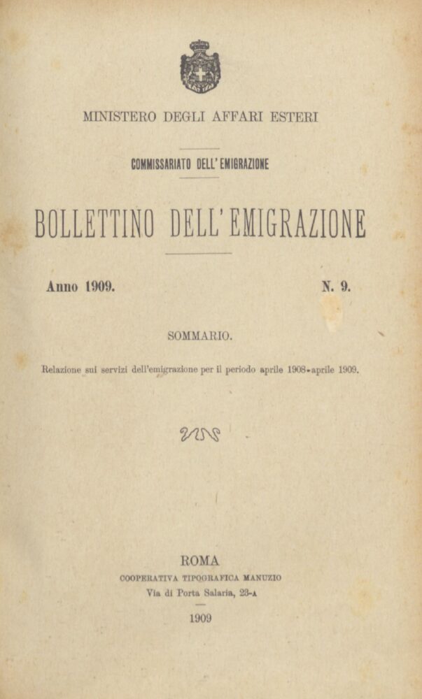 Bollettino Dell'Emigrazione 1909- n. 9 -II