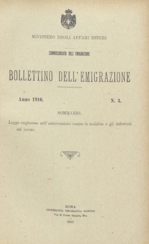 Bollettino Dell'Emigrazione 1910- n. 3