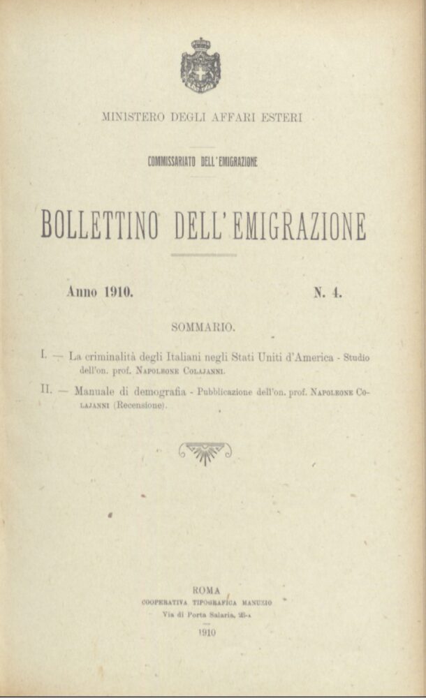 Bollettino Dell'Emigrazione 1910- n. 4
