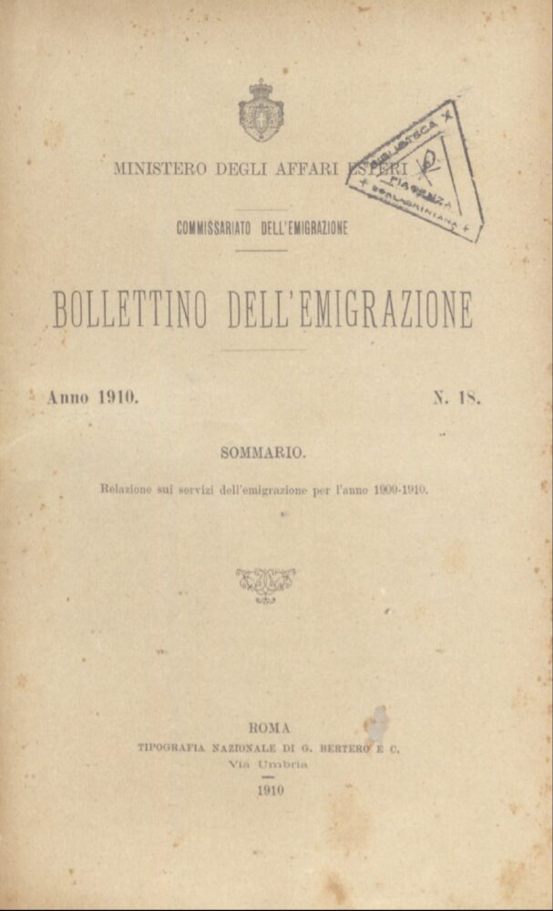 Bollettino Dell'Emigrazione 1910- n. 18 II