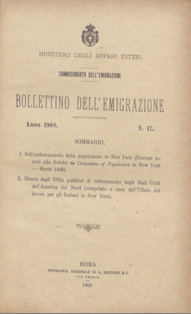 Bollettino Dell'Emigrazione 1908- n. 17